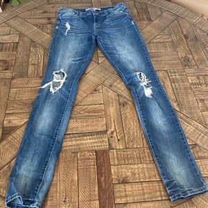 37” inseam distressed skinny jeans